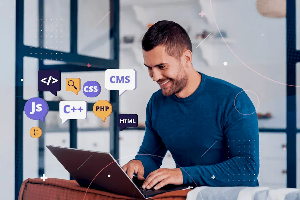 Website design and development process on desktop computer